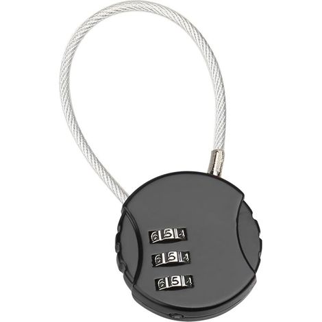 Lntyq Zahlenschloss, 3-stelliges, Zurücksetzbares Zahlenschloss, Kleines Kabel-zahlenschloss Für Koffer, Reisetasche, Schließfach (schwarz)
