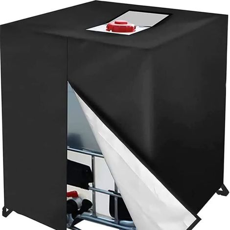 Lntyq Ibc-tankabdeckung (1000 L), Regenwassernutzungsplane, Uv- Und Staubbeständige Wassertankabdeckung, Schutzdeckel Für 1000-l-tanks, 116 X 100 X 120 Cm, Schwarz