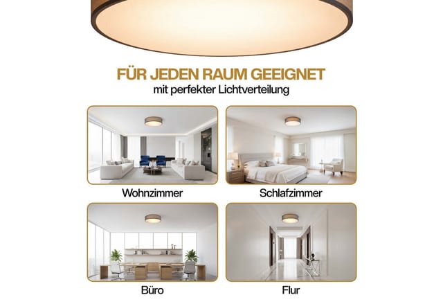 Monzana - Deckenlampe Stoff 38 cm Rund 2 flammig E27 Deckenleuchte Stoffdeckenleuchte Stoffdeckenlampe Schlafzimmer Wohnzimmer Grau Schwarz Taupe