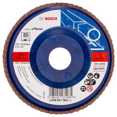 Bosch - Fächerschleifscheibe Expert for Metal 115 22,23 80 gerade Kunststoffteller - 2608607363