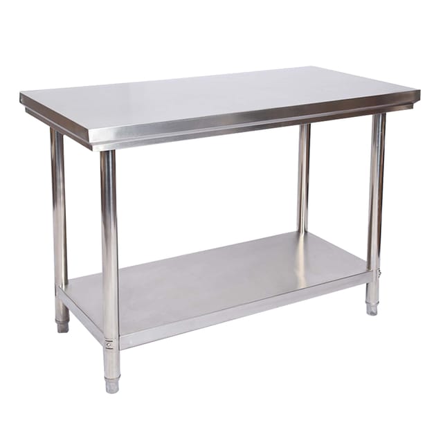 Wiltec - Edelstahl Tisch Arbeitstisch Edelstahltisch mit Ablage 100x60x85cm für Gastro Küche Werkstatt Garten Keller mit höhenverstellbare Füßen