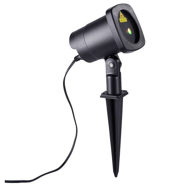 Led Steckleuchte Außenleuchte Garten Dekoleuchte Laser rotierend, rot-grüne Lichteffekte, 6 Watt, LxBxH 10,5x8,4x15 cm