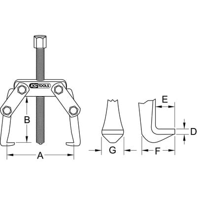 Ks Tools Polklemmen-Abzieher 2-armig, 10-90 mm