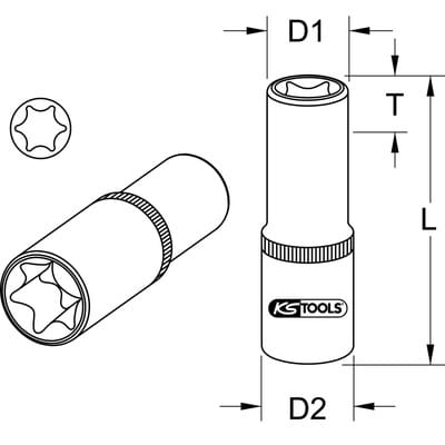 1/2' CHROMEplus Torx-E-Stecknuss, lang, E22