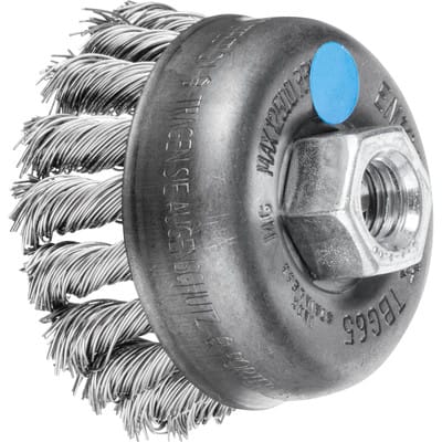 Topfbürste gezopft tbg ø 65 mm M14 Edelstahl-Draht-Ø 0,50mm Winkelschleifer (1) - Pferd