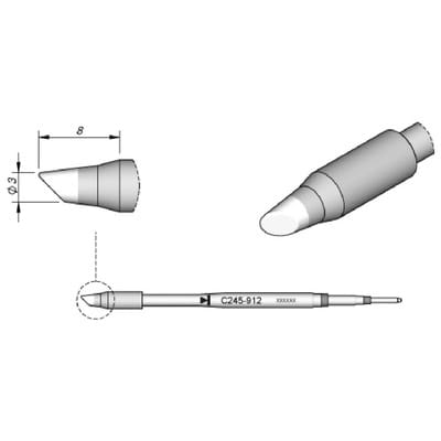 JBC - Tools C245912 Lötspitze Rundform, abgeschrägt Spitzen-Größe 3.0 mm Inhalt 1 St.