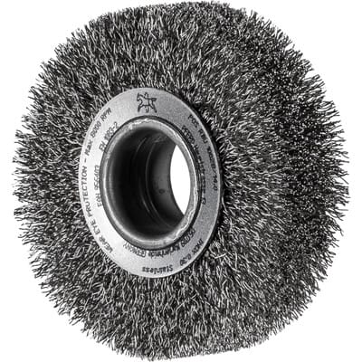 Rundbürste breit ungezopft rbu Ø100x28xvariable Bohrung Edelstahl-Draht-Ø0,30 Schleifbock - Pferd