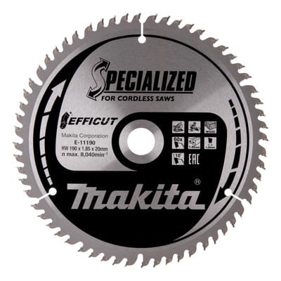 Sägeblatt 190x1,85x20mm 60Z efficut Holz Akku Gehrungssäge E-11190 - Makita