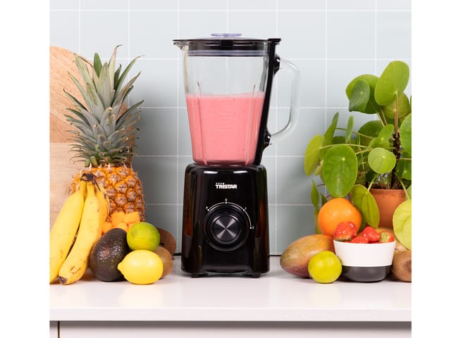 Standmixer, Kunststoff 1,5 Liter Glasgefäß, 2 Stufen 4 Klingen, 500 Watt
