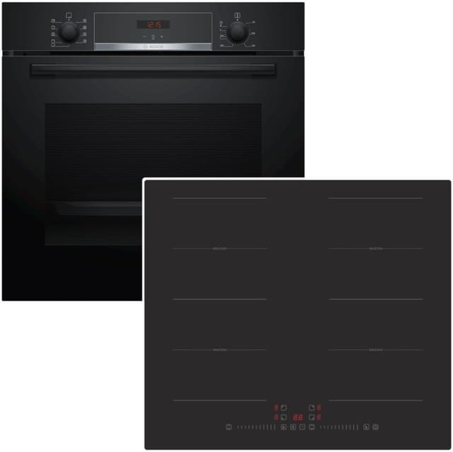Bosch - herdset Backofen Teleskopauszug + pkm Induktionskochfeld - schwarz autark 60 cm