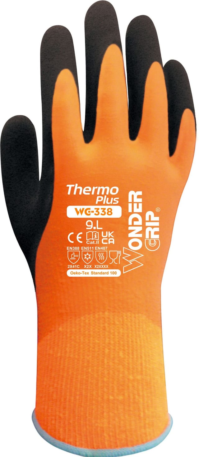 WONDER GRIP THERMO PLUS Wasserdichter gepolsterter Handschuh WG-338 Latex 10/XL