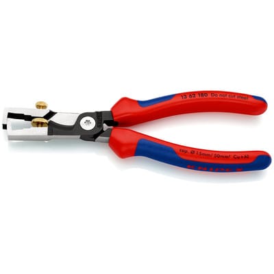 Knipex - 13 62 180 StriX® Abisolierzangen mit Kabelschere mit Mehrkomponenten-Hüllen schwarz atramentiert 180 mm