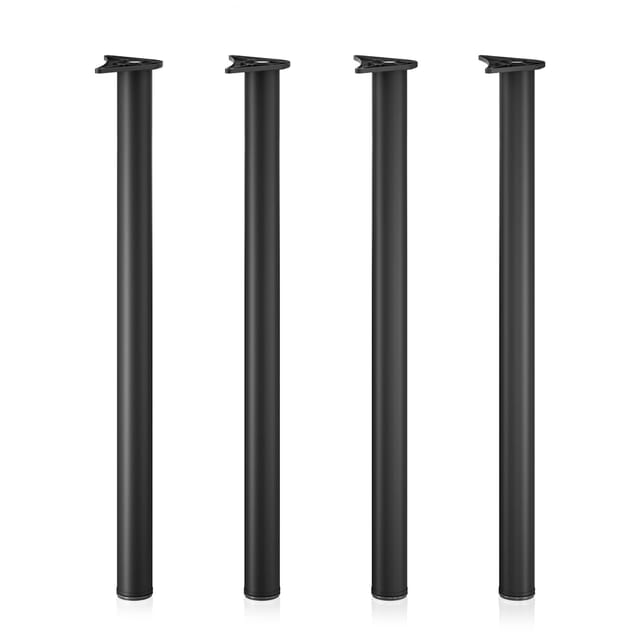 Wiltec - Edelstahl Tischbein Set, schwarz, 4 Möbelfüße ø 60 mm und mit verstellbarer Länge 870-900 mm, bis 200 kg Tragkraft