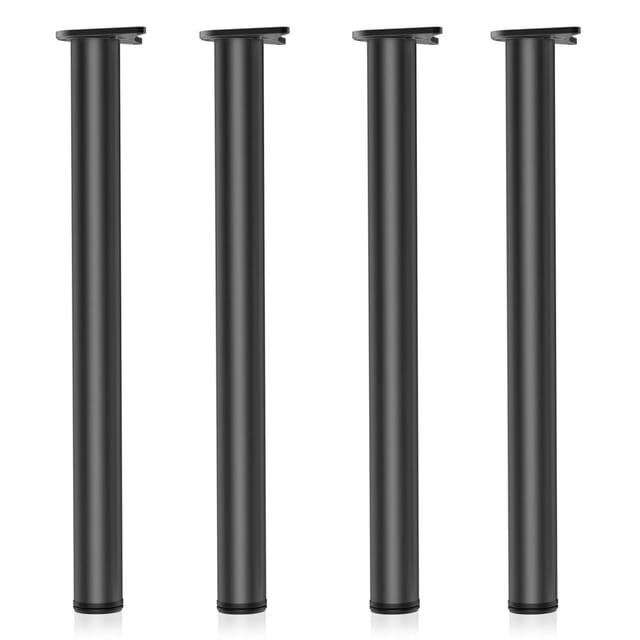 Edelstahl Tischbein Set, schwarz, 4 Möbelfüße ø 60 mm und mit verstellbarer Länge 710-740 mm, bis 200 kg Tragkraft - Wiltec