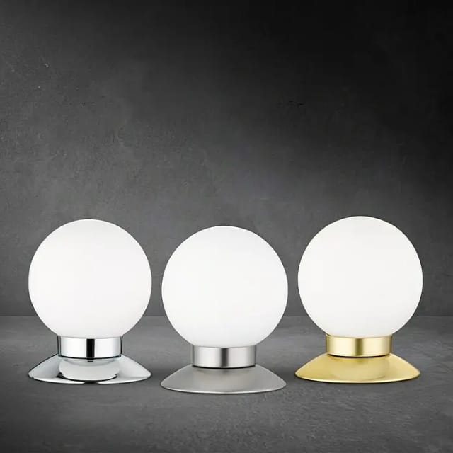 Defibrico - led Tischleuchte princess Messing Glasschirm Weiß dimmbar Touchsensor, Höhe 13cm