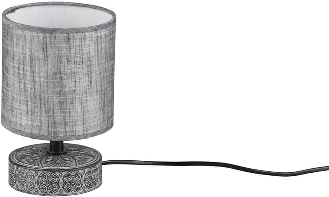 Defibrico - Moderne Keramik Tischleuchte marie Stofflampenschirm in Grau, Höhe 20cm