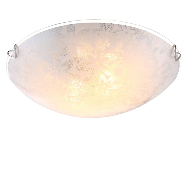 Deckenleuchte Deckenlampe Glas opal weiß rund Blumendekor 30 cm Wohnzimmer