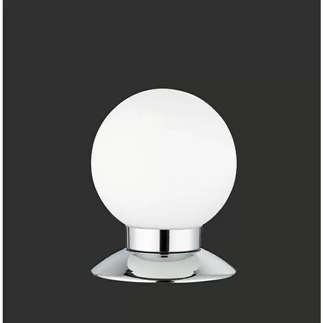 Defibrico - led Tischleuchte princess Chrom Glasschirm Weiß dimmbar Touch Sensor, Höhe 13cm