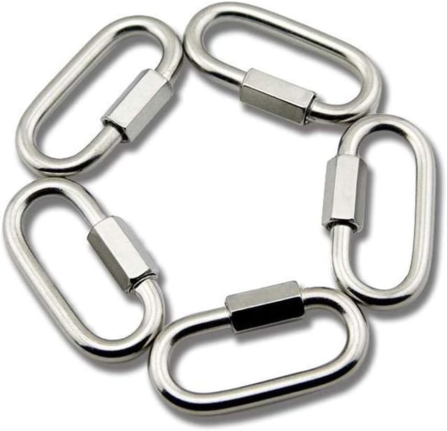 Irisfr - M6 Edelstahl-Schnellverschluss-Karabiner-Kettenglieder in D-Form, 5 Stück