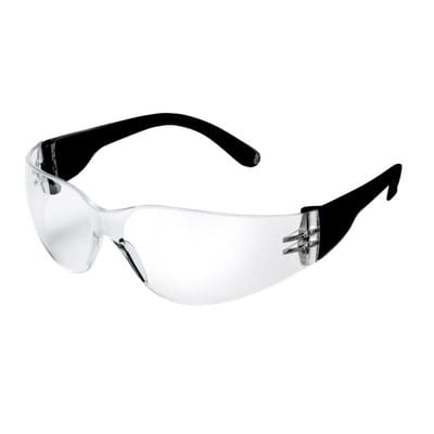 Schutzbrille farblos schwarz & Elmag Logo