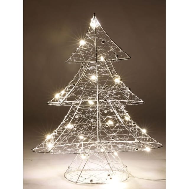LED Draht-Tannenbaum 40cm mit Timer 20LED Leuchtanne Weihnachtsdeko Lichterkette - silber