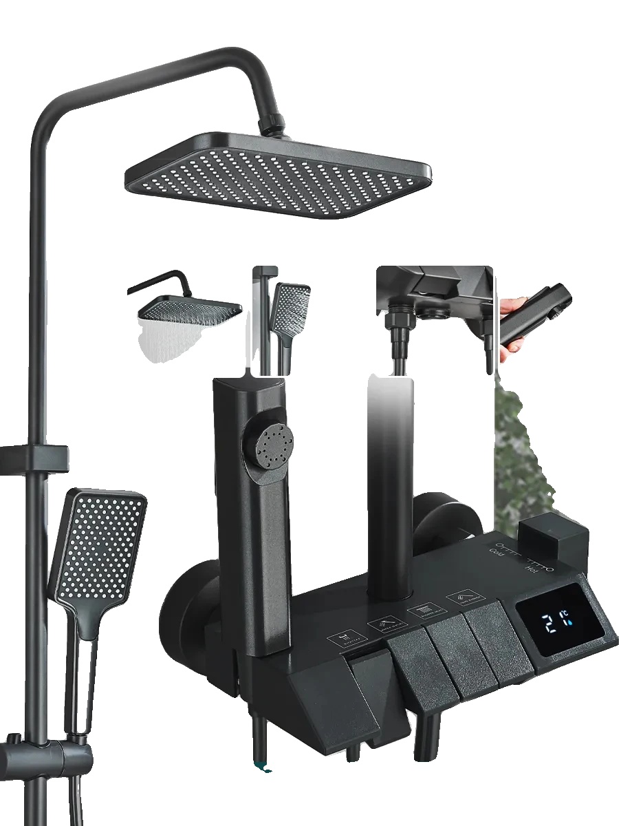 Duschset, Led-anzeige, Modernes Design, Graue Anzeige