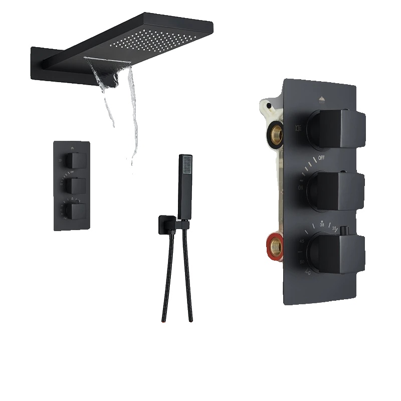 Wandmontierte Duscharmatur, Einhebelmischer, Schwarzes Lcd-display