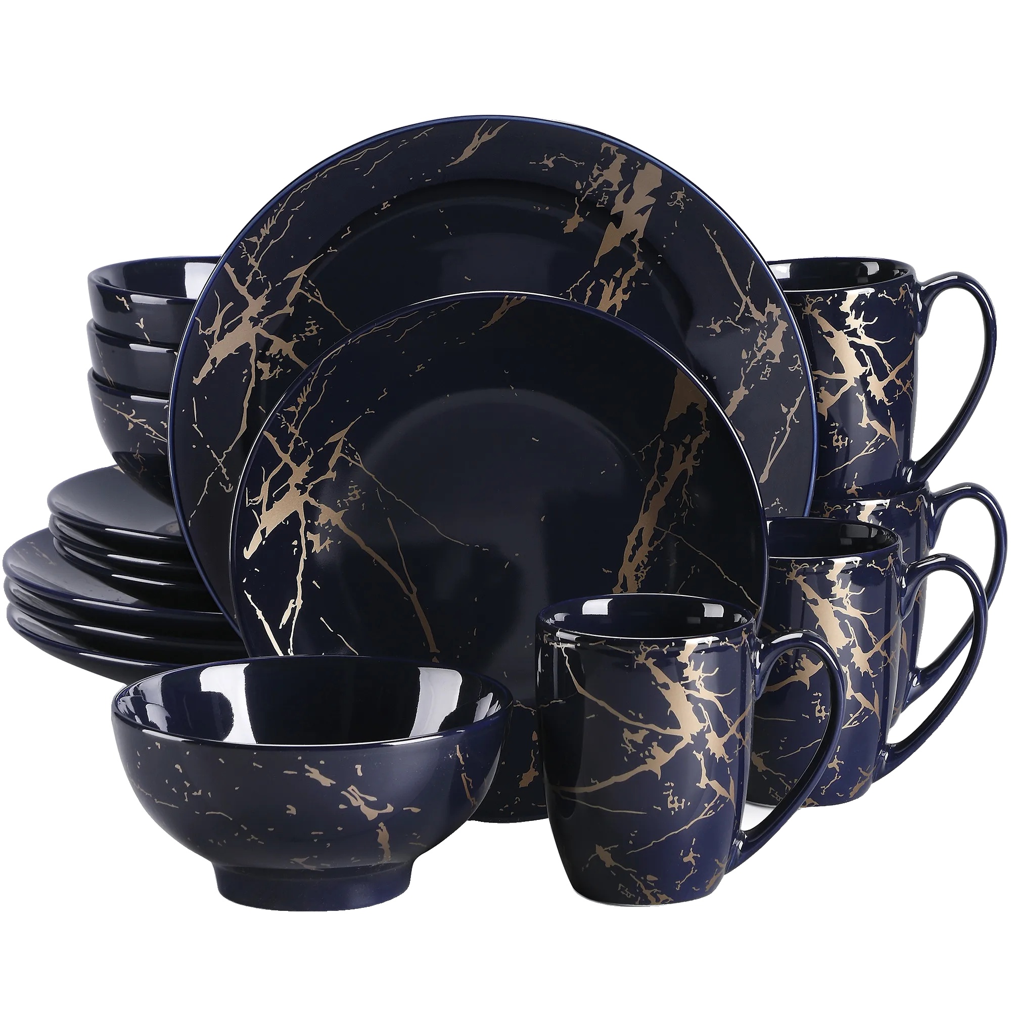 Porzellan-essgeschirr-set, Florales Design, Quadratische Form