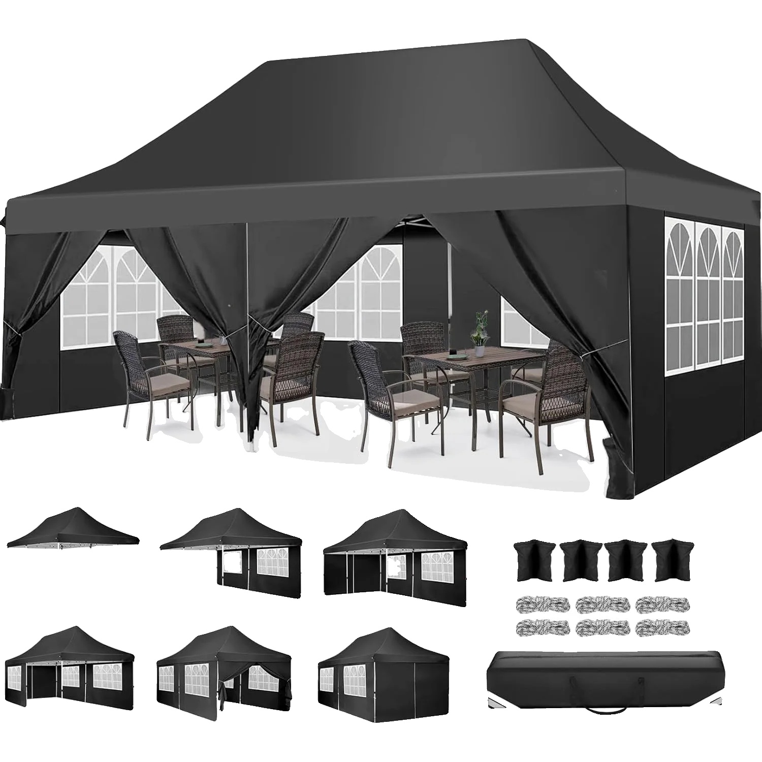 Faltbarer Gartenschuppen, Wasserdicht, Abnehmbare Wände, Blau, 3 X 6 M