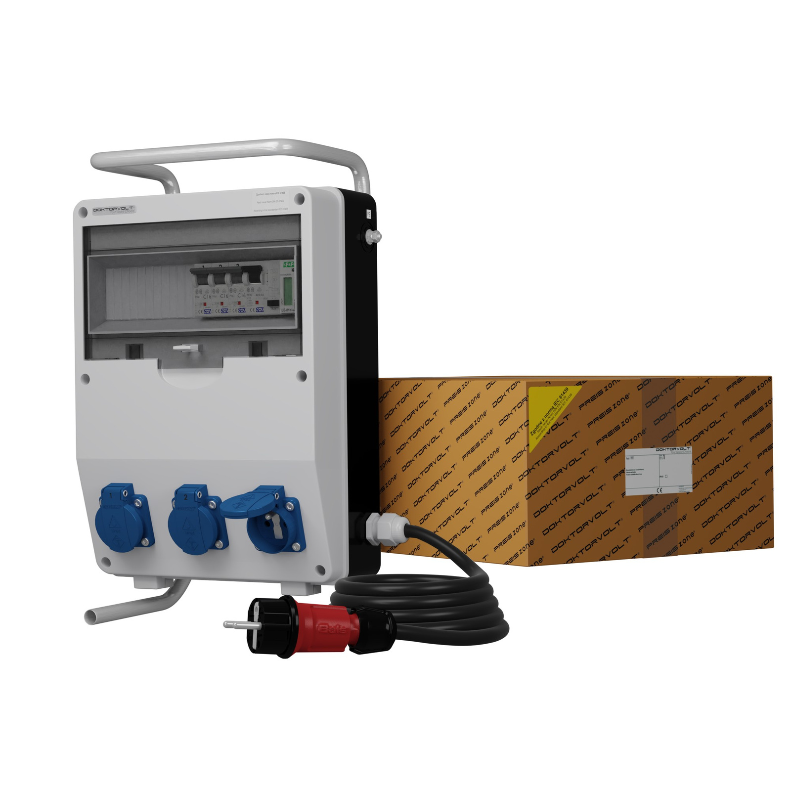 Gebäudeverteiler Auf Einem Ständer Mit Kabel Und Energiezähler Td-s/fi Skh 3x230v Doktorvolt 0472