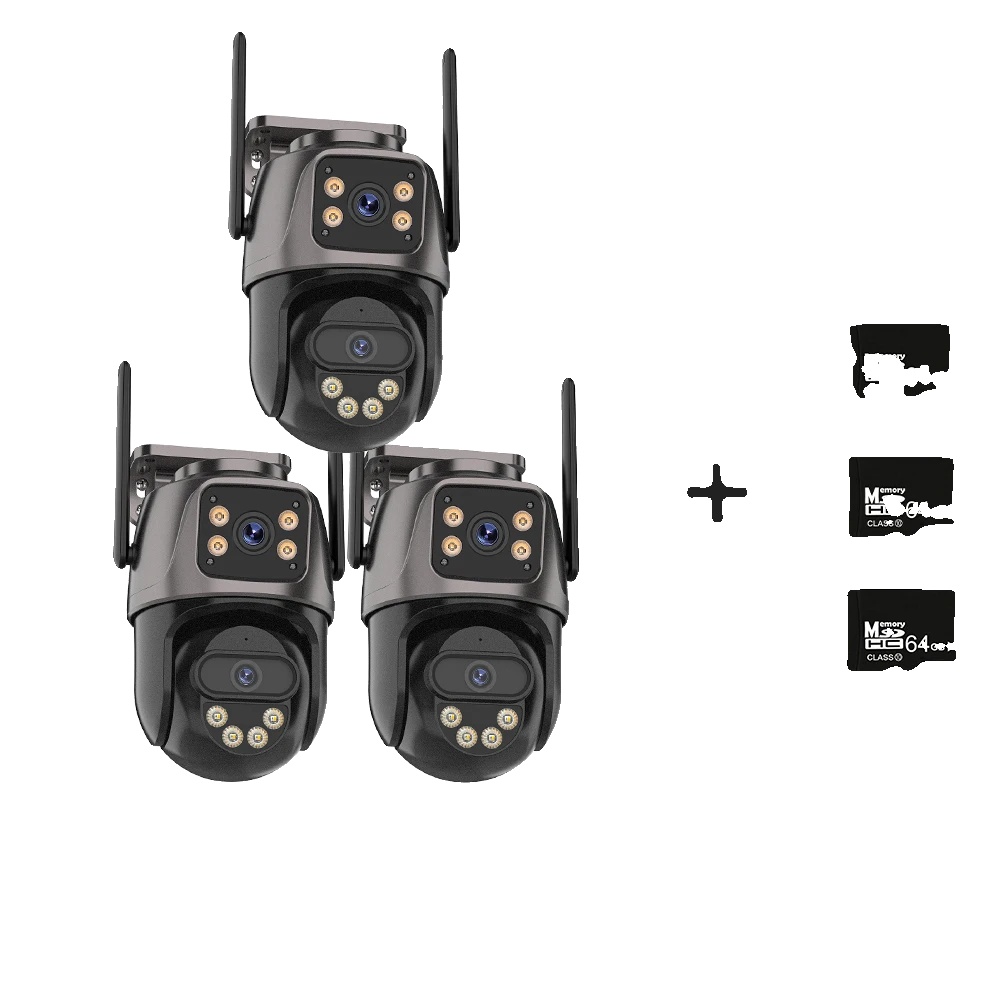 Ip-kamera, 4k-auflösung, Dual-objektiv, 3er-pack, Ohne Speicherkarte, Eu-stecker
