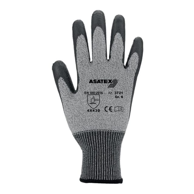Asatex - 3721/9 Schnittschutzhandschuhe Größe 9 graumeliert/schwarz en 388 PSA-Ka