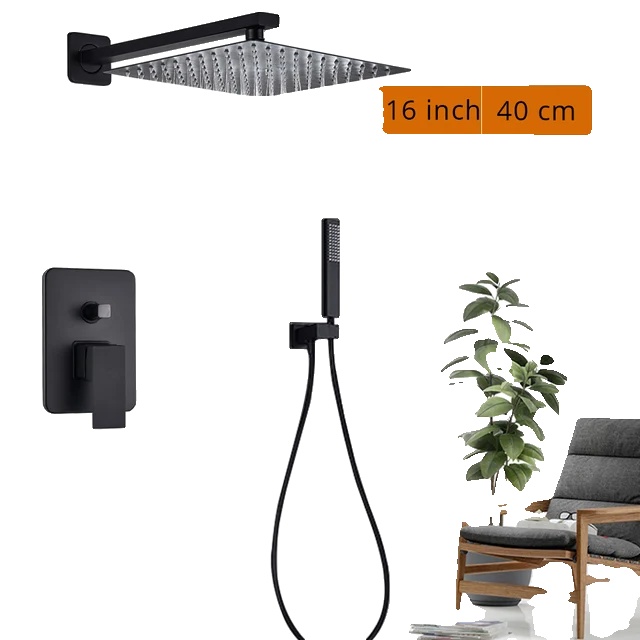 Duschpaneel, Regen- Und Wasserfallfunktion, Led-temperaturanzeige, Schwarz 8004