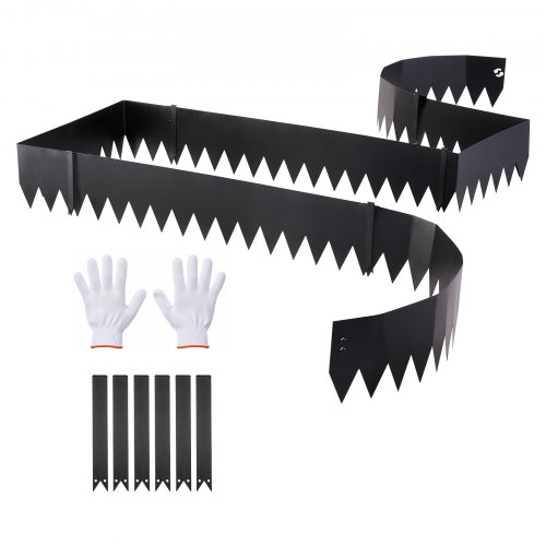 Rasenkante 6er-pack 1016x203 Mm, Beeteinfassung Mit 6 Befestigungsclips, Biegsame Rasenbleche Aus Verzinktem Stahl, Mähkante, Palisade Beetumrandung Für Blumenbeete & Gartenwege, Schwarz
