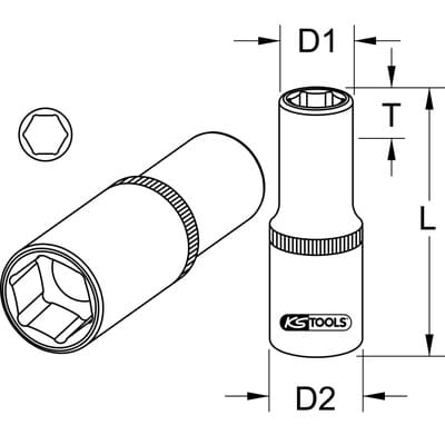 1/2' Sechskant-Stecknuss, lang, 11mm
