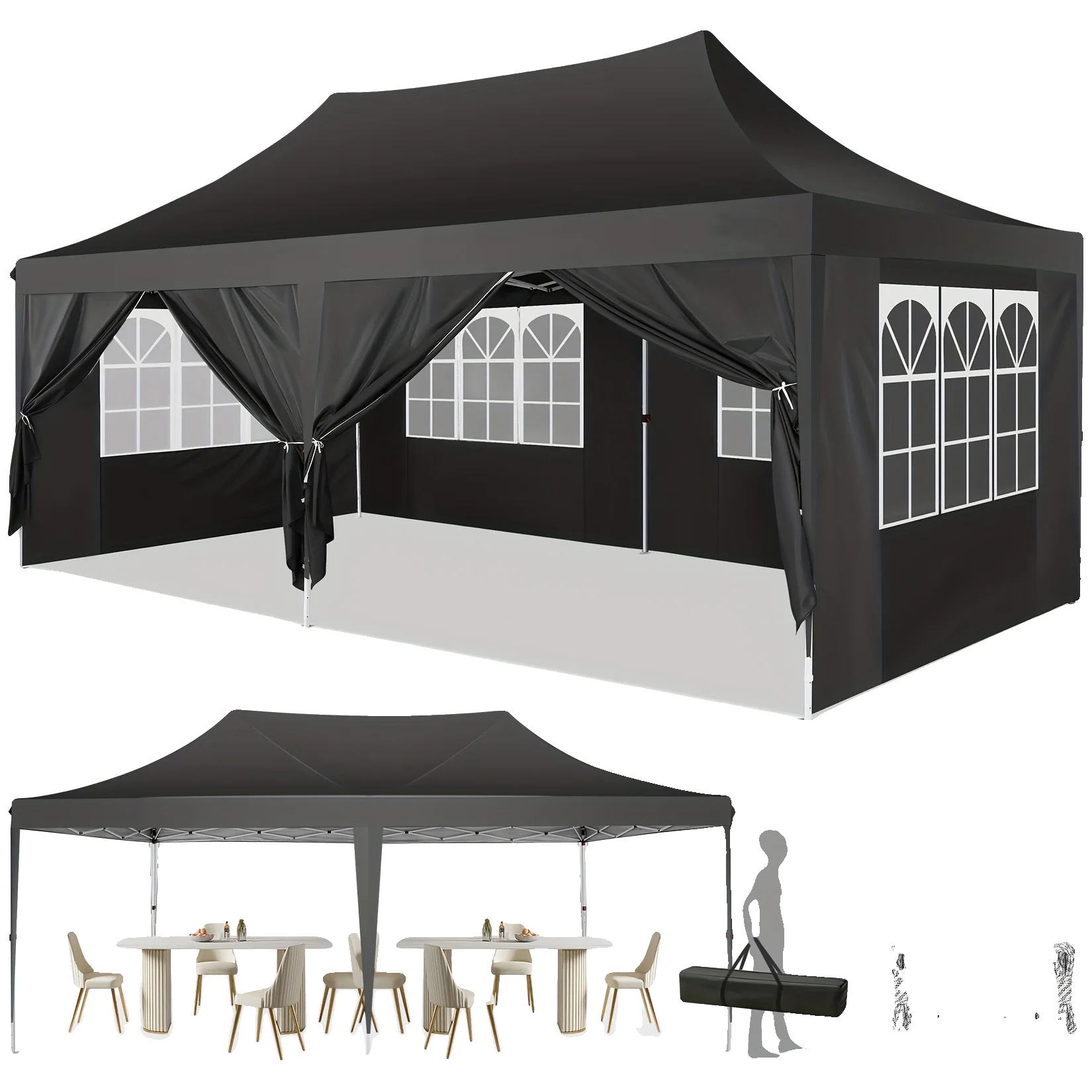 Pavillon, Uv-schutz, Schwer Entflammbar, 3 X 3 M, Grau