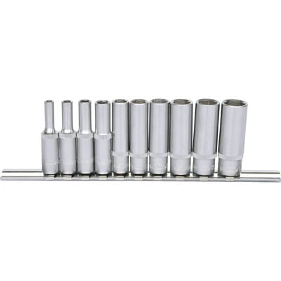 1/4' Sechskant-Stecknuss-Satz, lang, 10-tlg 4-13mm