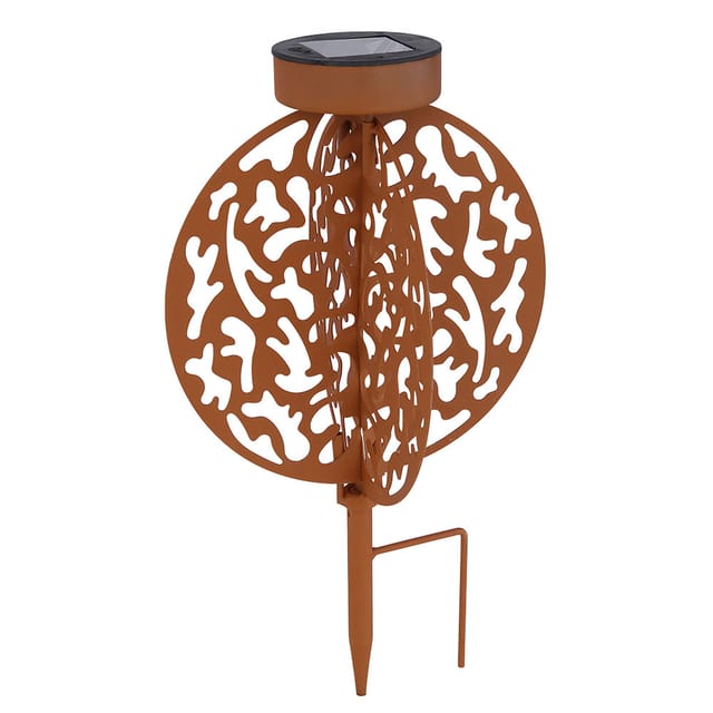Dekoleuchte Solarlampe orientalische Stecklampe rostfarben Gartenlampe Erdspieß Solarleuchte Metall für Außen, Metall, 1x led warmweiß, LxBxH