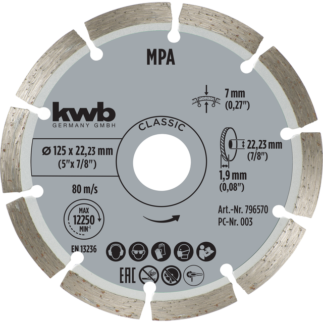 Einhell - kwb Kraftixx Dia Trennscheibe Silver - Line ø 125 mm, 125 mm x 22 mm, Kreissägeblatt