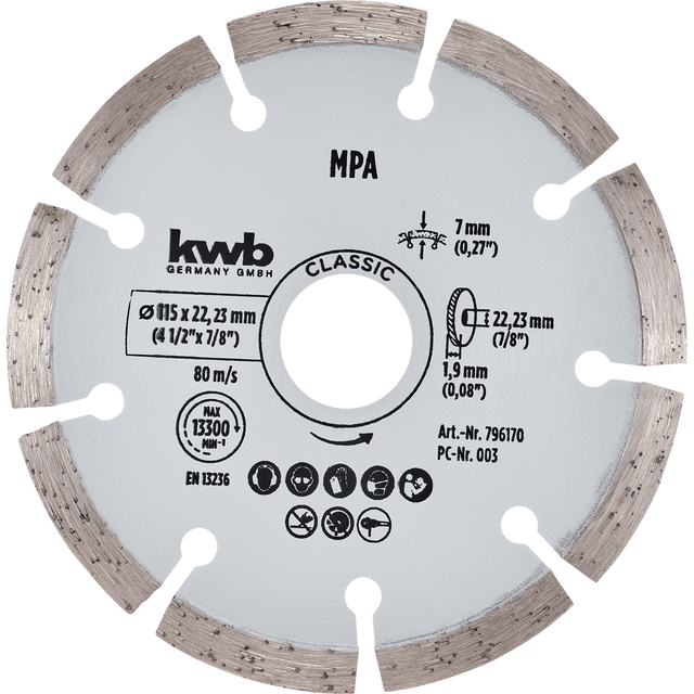 Einhell - kwb 796170 Diamanttrennscheibe Durchmesser 115 mm Bohrungs-Ø 22.23 mm Ziegel, Beton 1 St.