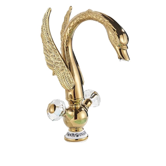 Waschbeckenarmatur, Elegantes Wasserfall-design, Robuste Messingkonstruktion, Großes Goldenes B