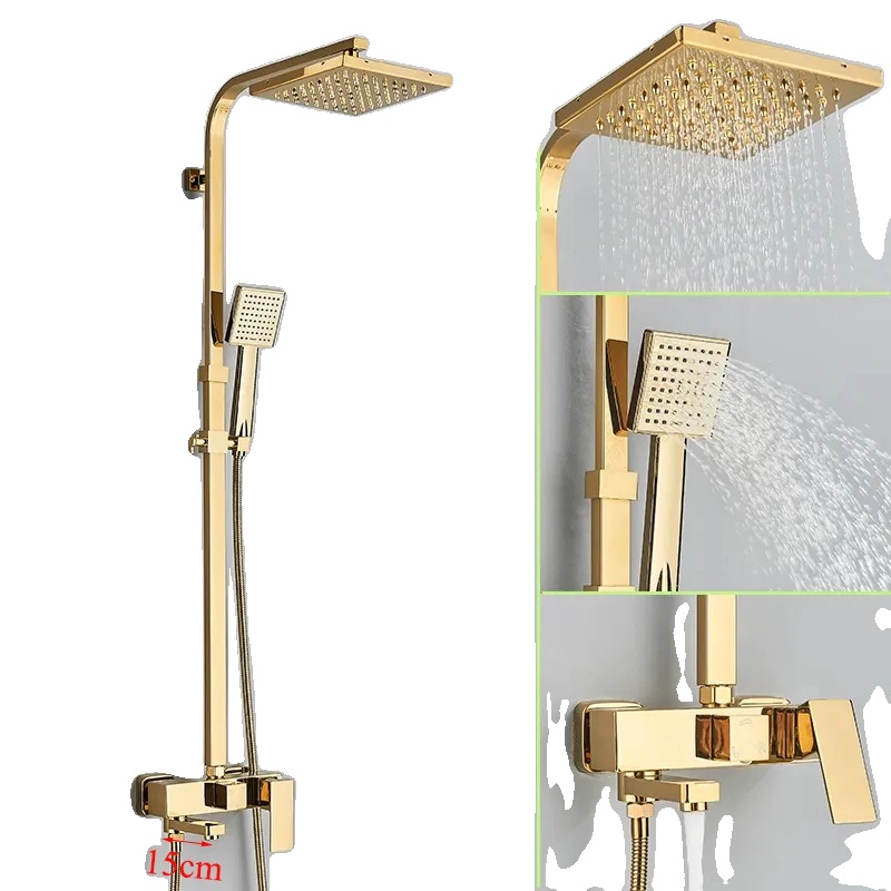 Duscharmatur, Modernes Design, Einhebelmischer, Mattgold 8-i
