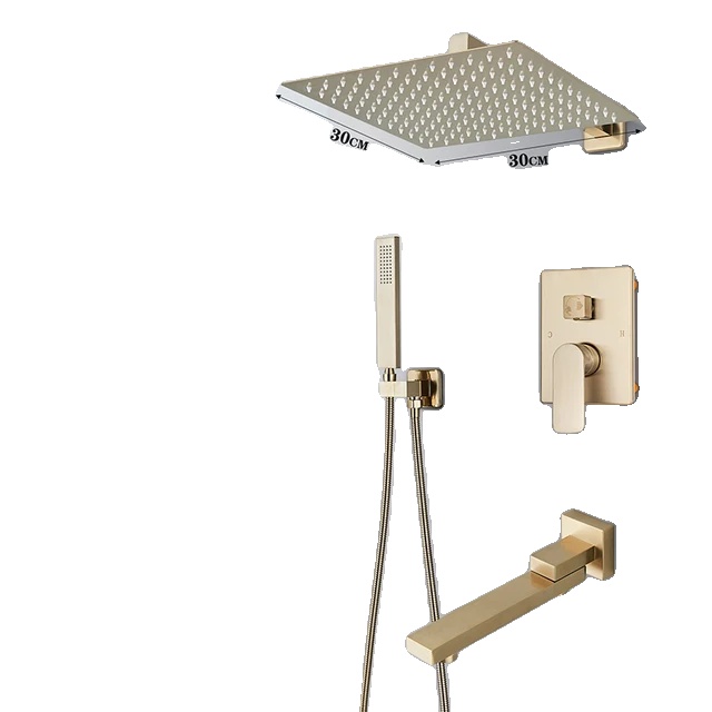 Wandmontierte Duscharmatur, Zweigriffbedienung, 260 Mm, Mattschwarz