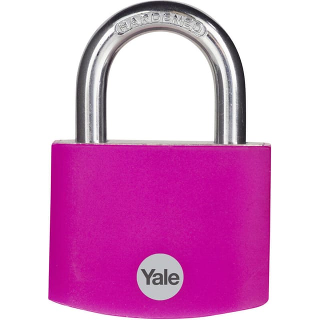 Yale - YE3B/50/126/1/P Standardsicherheit 50mm Aluminium Vorhängeschloss - Rosa - Bügel aus gehärtetem Stahl - 3 Schlüssel