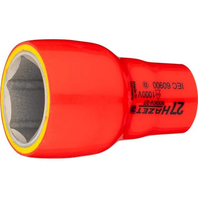 Steckschlüsseleinsatz, Sechskant, schutzisoliert, Vierkant hohl 12,5 mm (1/2), Außen-Sechskant-Tractionsprofil, 27 mm - Hazet