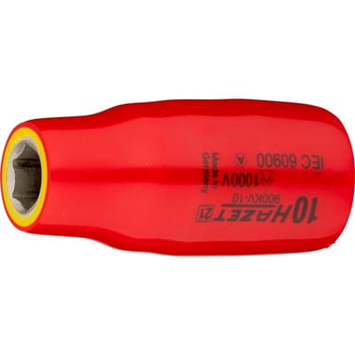 Steckschlüsseleinsatz, Sechskant, schutzisoliert, Vierkant hohl 12,5 mm (1/2), Außen-Sechskant-Tractionsprofil, 10 mm - Hazet