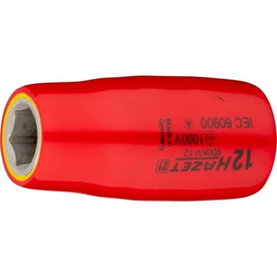 Steckschlüsseleinsatz, Sechskant, schutzisoliert, Vierkant hohl 12,5 mm (1/2), Außen-Sechskant-Tractionsprofil, 12 mm - Hazet
