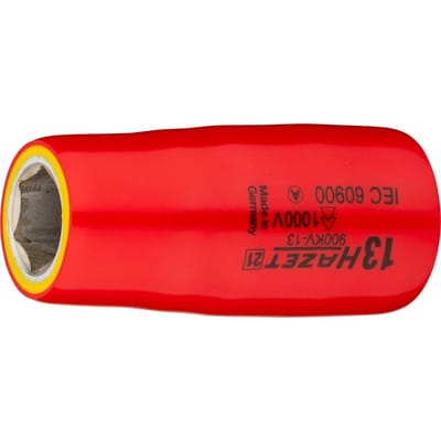Steckschlüsseleinsatz, Sechskant, schutzisoliert, Vierkant hohl 12,5 mm (1/2), Außen-Sechskant-Tractionsprofil, 13 mm - Hazet