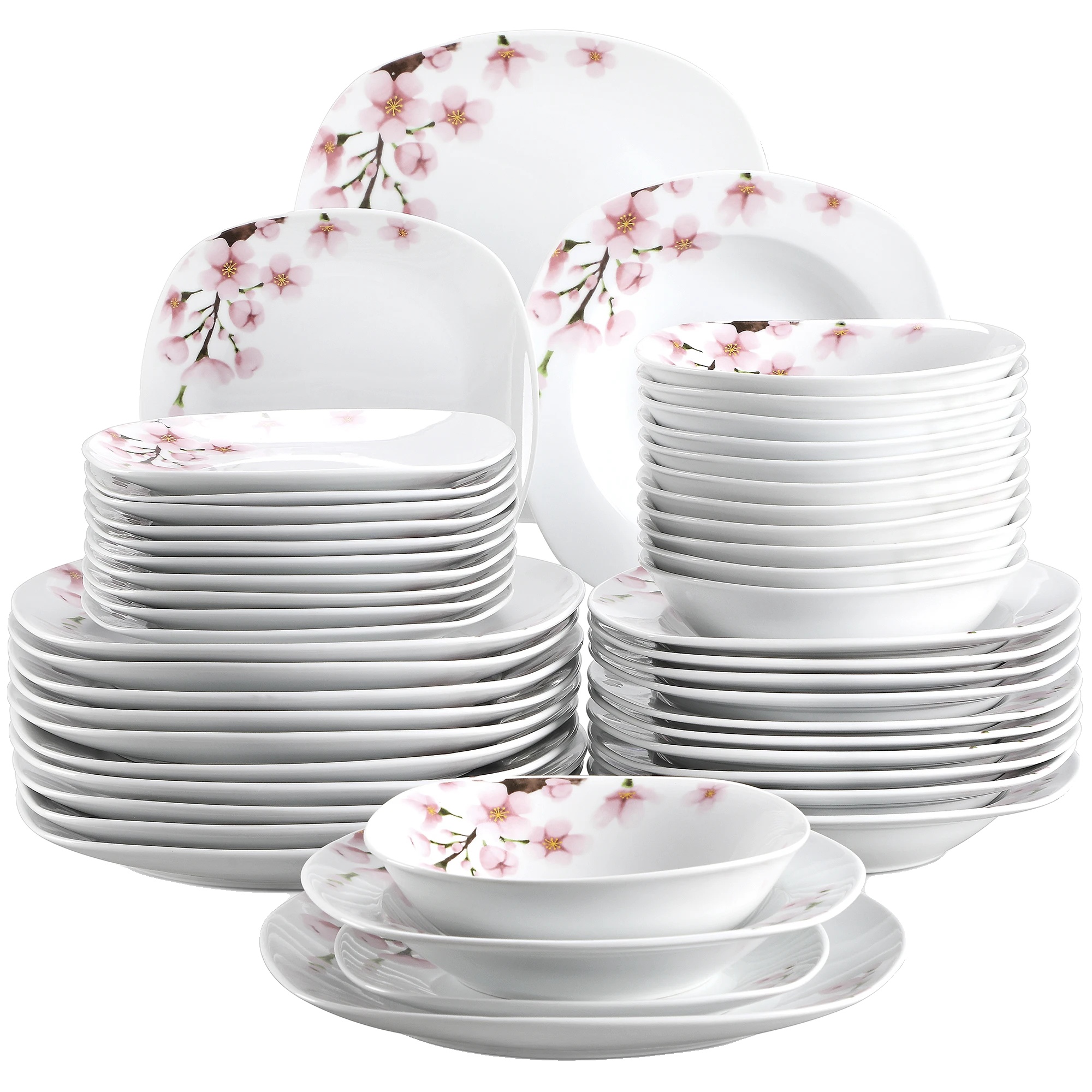 Keramik-geschirrset, Elegantes Design, Mikrowellen- Und Spülmaschinengeeignet, Blau-16, 16-teilig