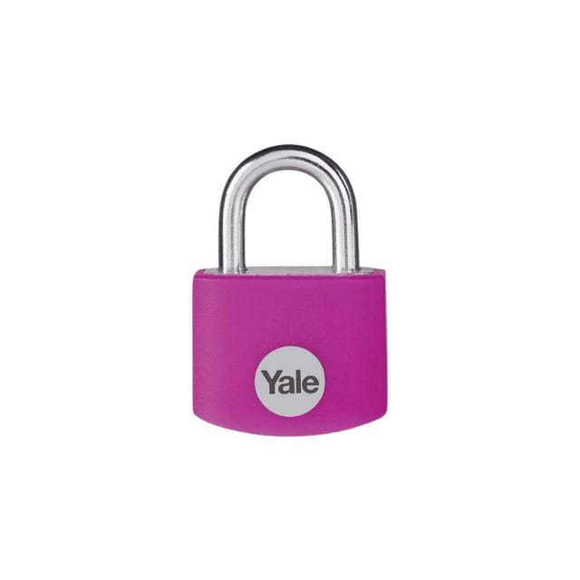 Yale - YE3B/38/119/1/P Standardsicherheit 38 mm Aluminium Vorhängeschloss - Rosa - offener Stahlbügel - 3 Schlüssel